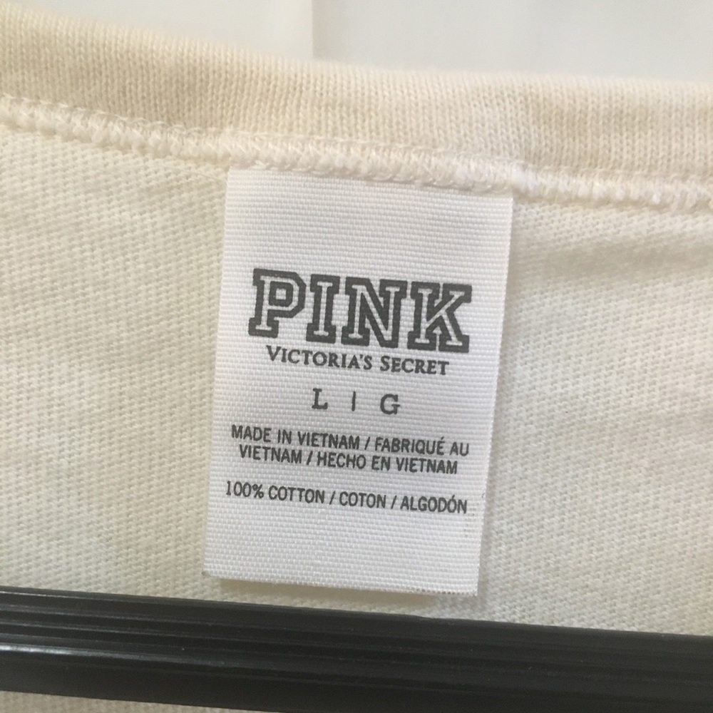PINK Victoria’s Secret Large Off White Pullover Shirt - Picture 2 of 6